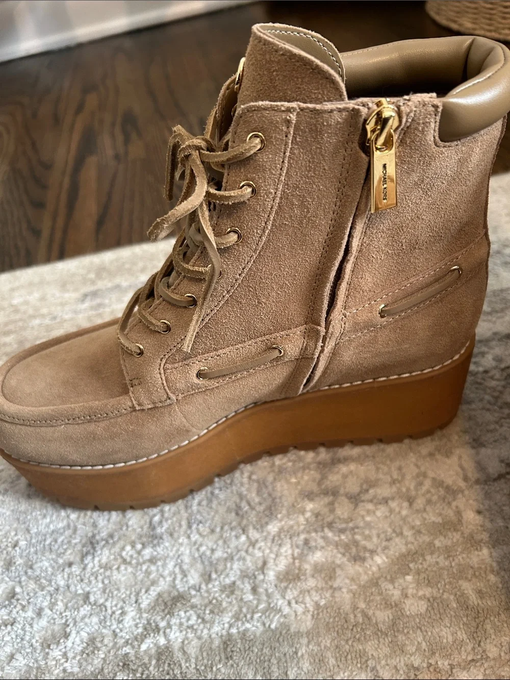 michael kors kenny suede platform boots